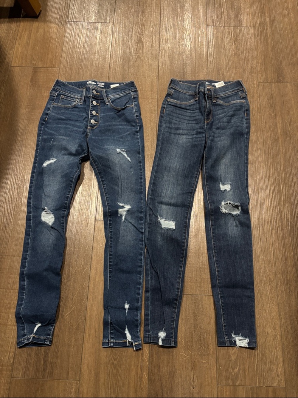 Old Navy Girls Dark Blue Distressed Skinny Jeans Pair